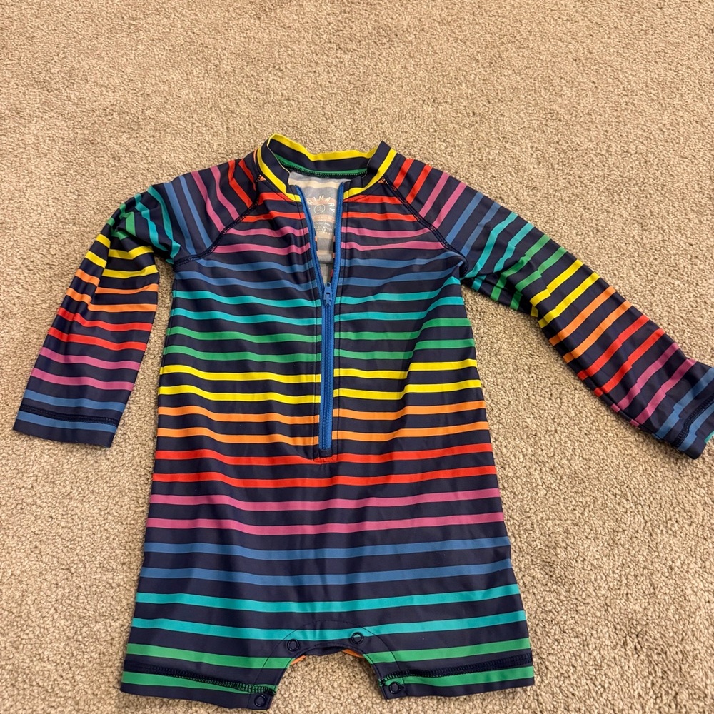 Primary Multicolor Striped Kids Swim Rashguard toddler size 2